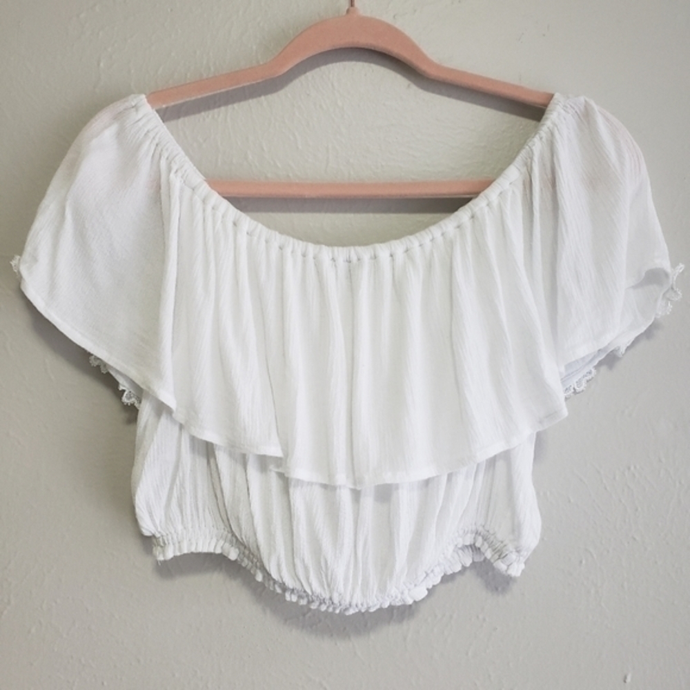 Earthbound White Ruffle Crop Top - Picture 4 of 6